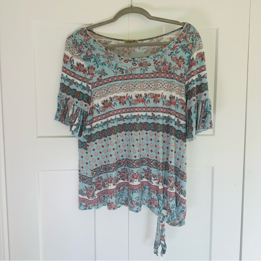 ONE WORLD Multicolor Floral Striped Blouse